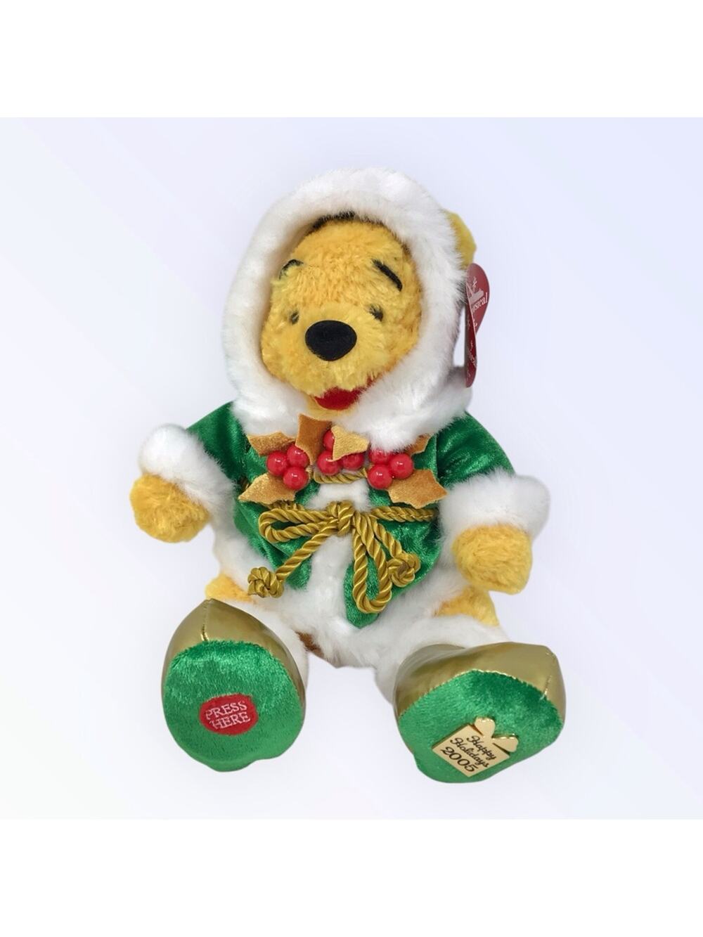 Disney Musical Winnie the Pooh NWT Holiday Plush Plays Christmas Song